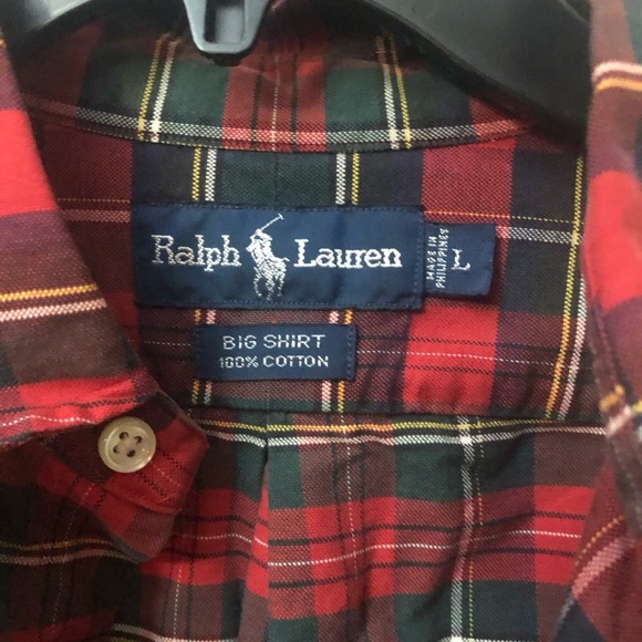 Ralph Lauren Red Plaid Button Up Shirt Size Large - Picture 3 of 5